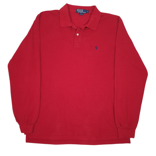 Mens Red Polo Ralph Lauren Long Sleeve Polo Shirt