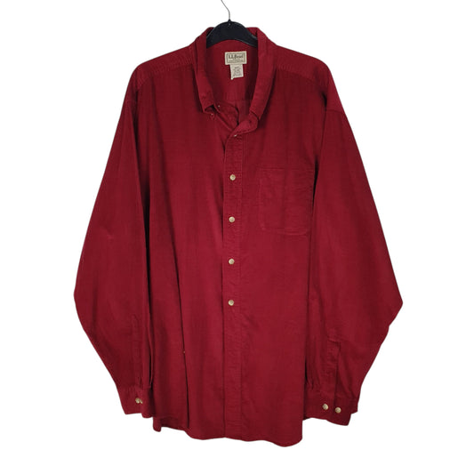 Mens Red L.L.Bean Corduroy Long Sleeve Shirt
