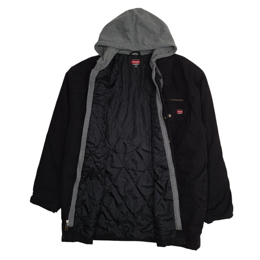 Mens Black Wrangler Hoodie Bomber Chore Coat