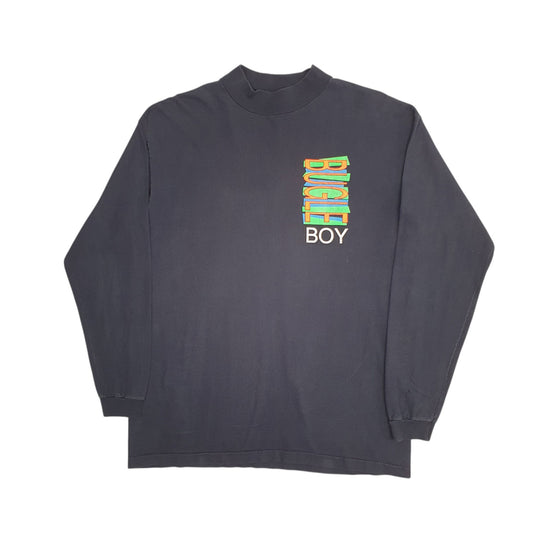 Mens Black Bugle Boy Vintage 90s Made In USA Long Sleeve T Shirt