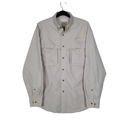 Mens Grey L.L.Bean Hiking Walking Long Sleeve Shirt