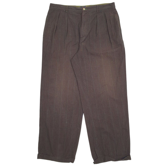 Mens Brown Tommy Hilfiger Vintage 90s Pleated Houndstooth Chino Trousers
