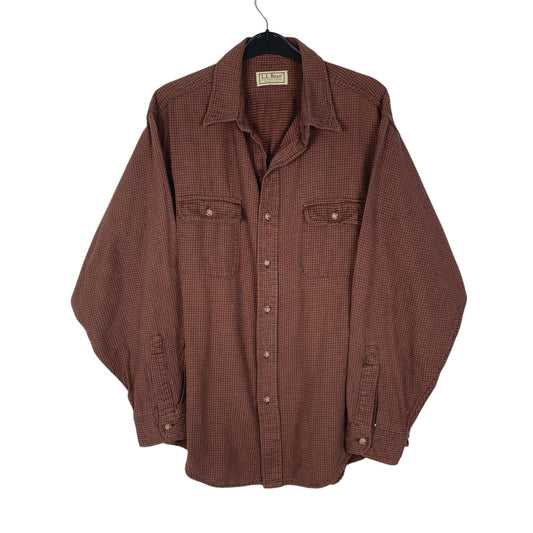 Mens Burgundy L.L.Bean Vintage 90s Made In USA Long Sleeve Shirt