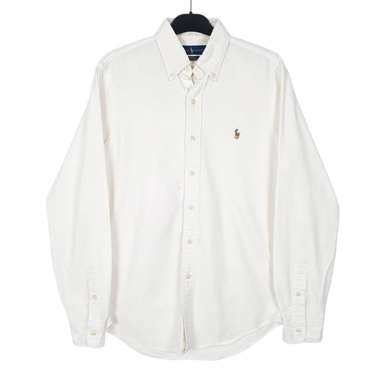 Mens White Ralph Lauren Slim Fit Long Sleeve Shirt