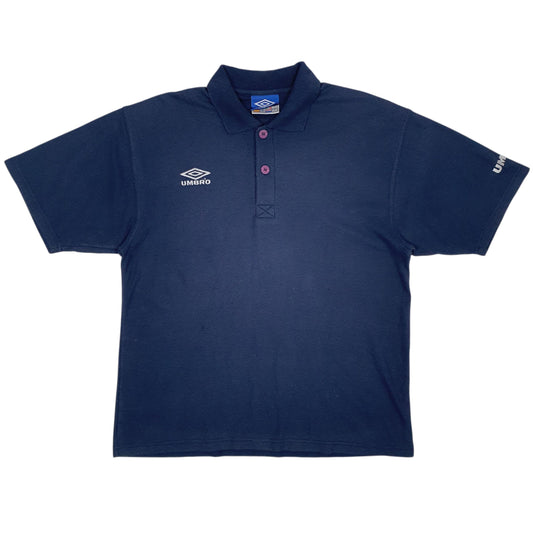 Mens Navy Umbro Short Sleeve Polo Shirt