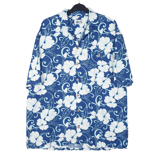 Mens Blue Uzzi Hawaiian Short Sleeve Shirt
