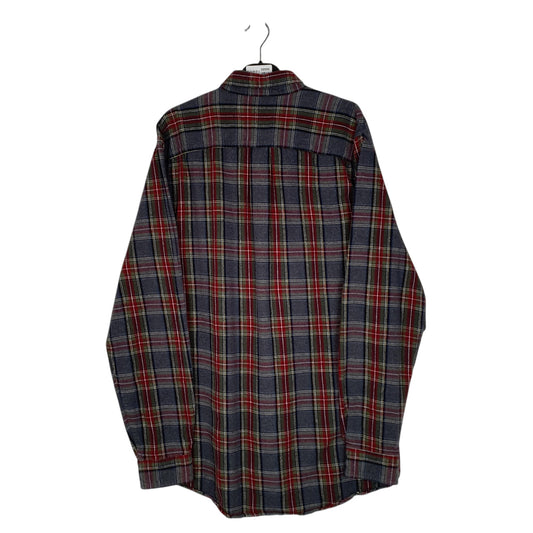 Mens Grey L.L.Bean Thick Flannel Plaid Tall Shirt