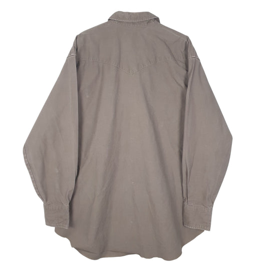 Mens Brown Wrangler Denim Pearl Snap Shirt