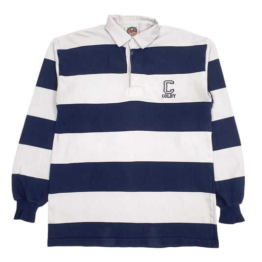 Mens White Barbarian Long Sleeve Polo Shirt