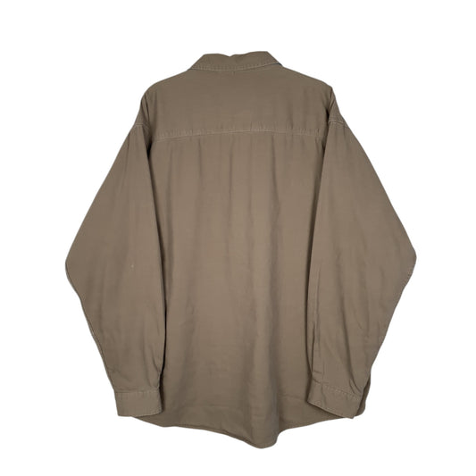 Mens Beige L.L.Bean Thick Fleece Lined Shacket Shirt