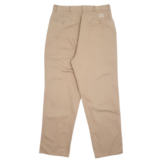 Mens Beige Polo Ralph Lauren Vintage 90s Double Pleated Trousers