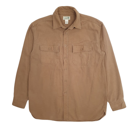 Mens Beige L.L.Bean Chamois Long Sleeve Shirt