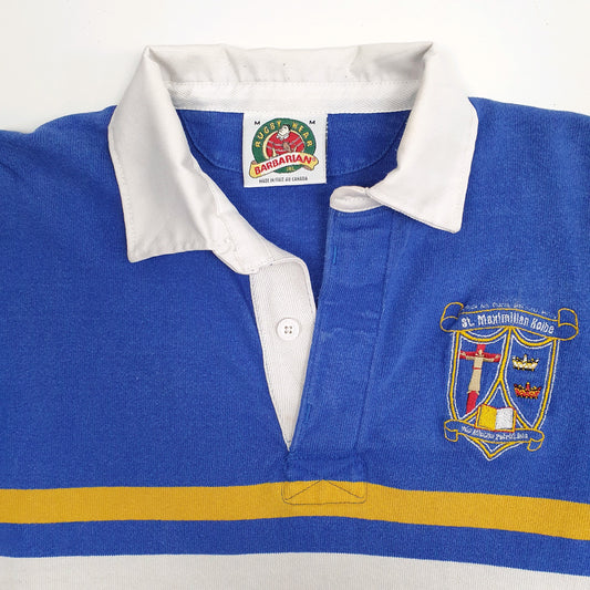 Mens Blue Barbarian Rugby Crewneck Polo Shirt