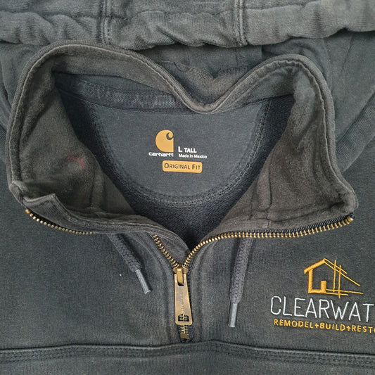 Mens Black Carhartt Quarter Zip Hoodie Jumper