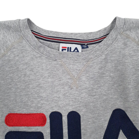 Mens Grey Fila Spellout Crewneck Jumper
