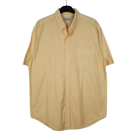 Mens Yellow L.L.Bean Vintage 00s Short Sleeve Shirt