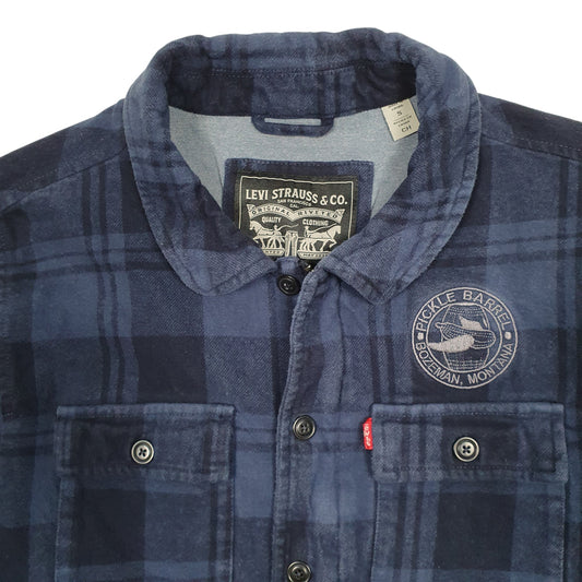 Mens Navy Levis Plaid Overshirt Coat