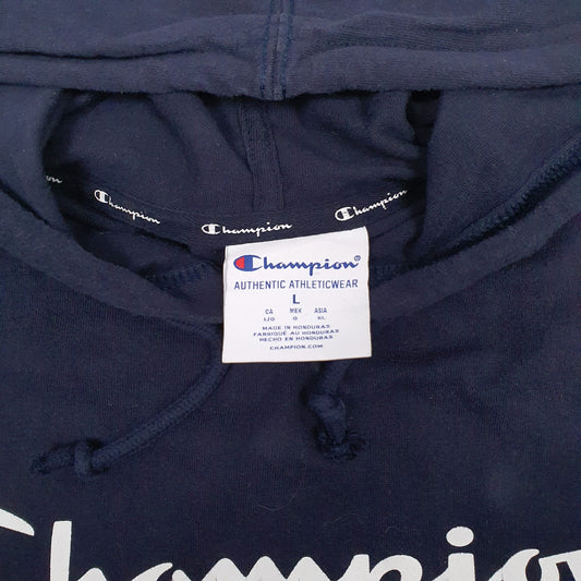 Womens Navy Champion Lightweight Spellout Hoodie Jumper