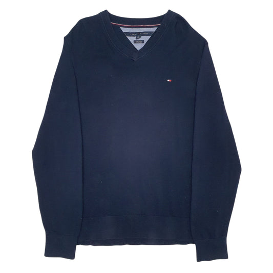 Mens Navy Tommy Hilfiger Pima Cotton. V Neck Jumper
