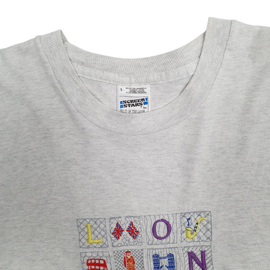 Mens Grey Screen Stars Single Stitch Vintage 90s T Shirt