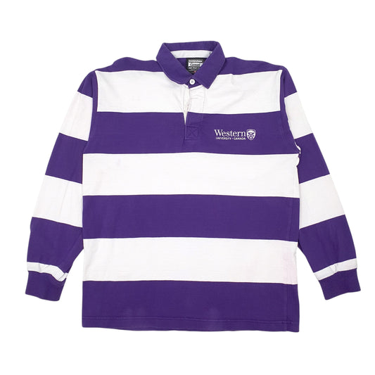 Mens Purple Barbarian Rugby Lightweight Long Sleeve Polo Shirt