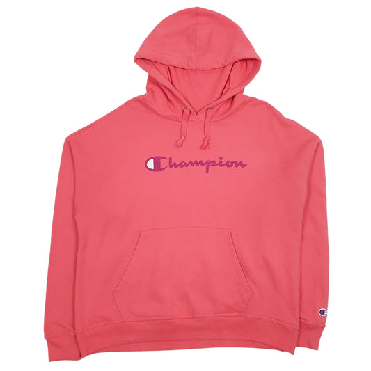 Womens Pink Champion Spellout Hoodie Jumper
