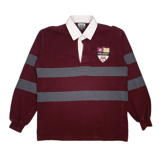 Mens Burgundy Barbarian Rugby Lightweight Long Sleeve Polo Shirt