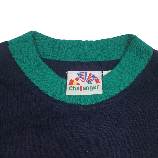 Mens Black Challenger Bossini University Vintage Crewneck Jumper