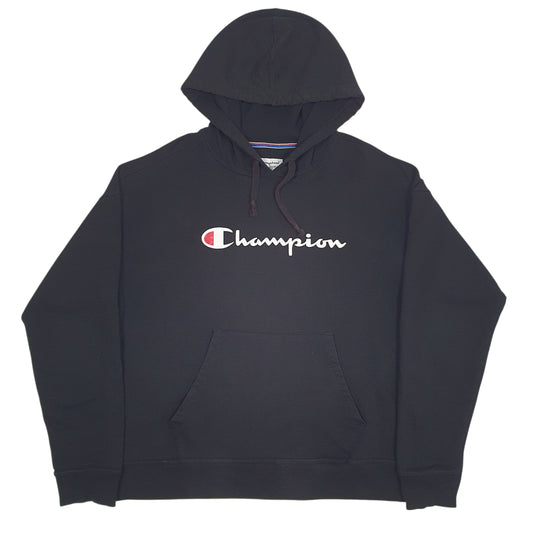 Womens Black Champion Spellout Hoodie Jumper