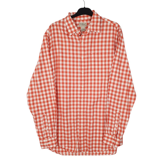 Mens Orange L.L.Bean Long Sleeve Shirt