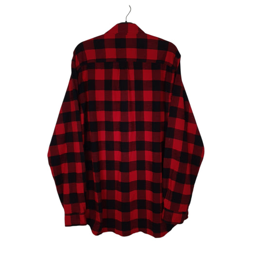 Mens Red L.L.Bean Thick Flannel Plaid Shirt