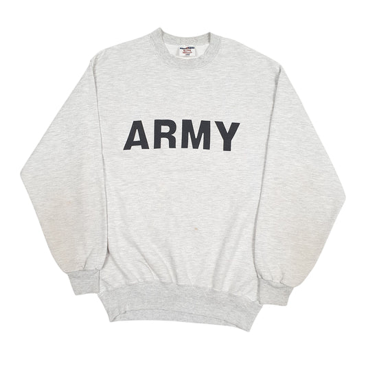 Mens Grey Jerzees Army Crewneck Jumper