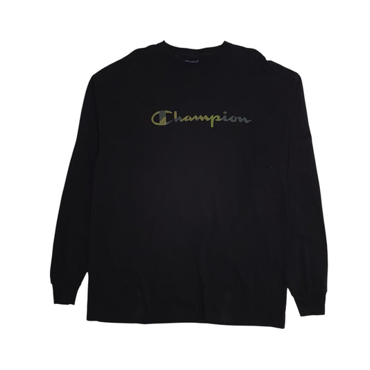 Mens Black Champion Long Sleeve T Shirt