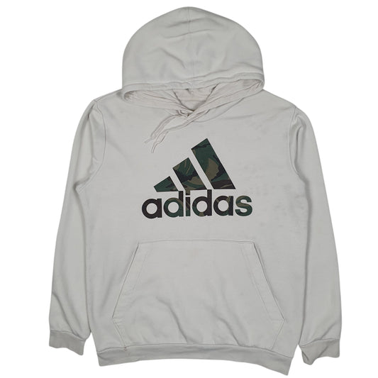 Mens White Adidas Hoodie Jumper