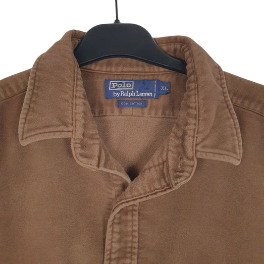 Mens Brown Polo Ralph Lauren Chamois Overshirt 90s Shirt