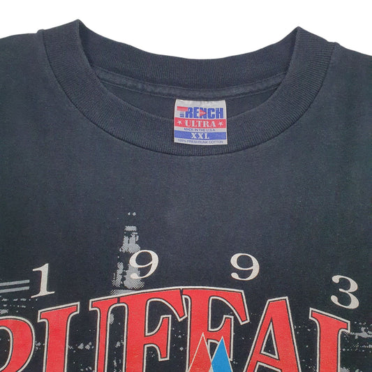 Mens Black Trench Single Stitch Vintage 90s T Shirt