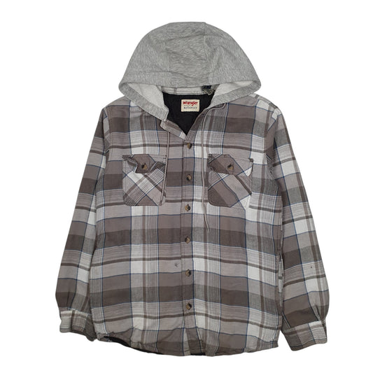 Mens Grey Wrangler Shacket Chore Hoodie Coat