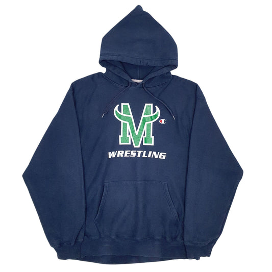 Mens Navy Champion Wrestling Reverse Weave Hoodie Jumper