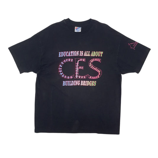 Mens Black Hane Single Stitch Vintage 90s Short Sleeve T Shirt