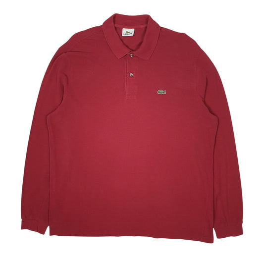 Mens Red Lacoste Long Sleeve Polo Shirt
