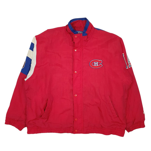 Mens Red Starter Vintage 90s NHL Montreal Canadiens Hoodie Coat