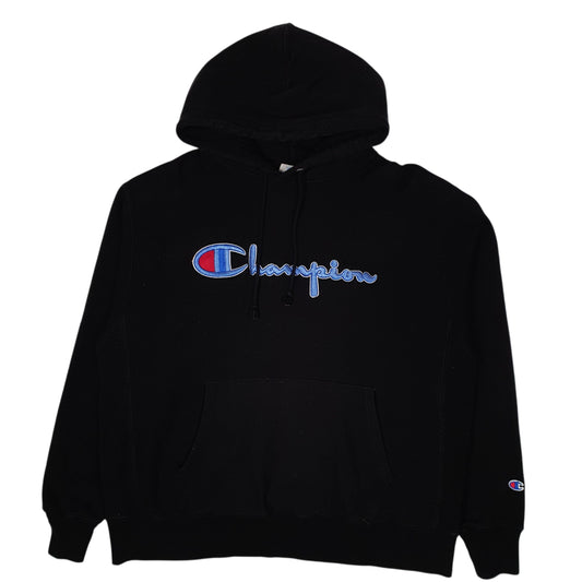 Mens Black Champion Reverse Weave Hoodie Jumper