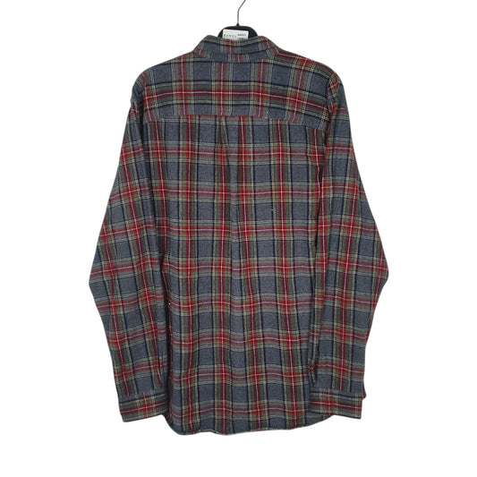 Mens Grey L.L.Bean Thick Flannel Plaid Shirt