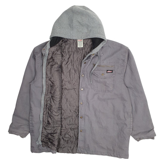Mens Grey Dickies Shacket Hoodie Chore Full Zip Coat