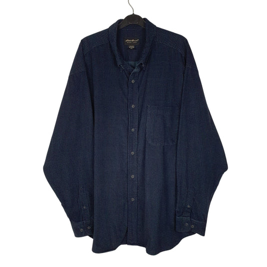 Mens Navy Eddie Bauer Houndstooth Corduroy Long Sleeve Shirt