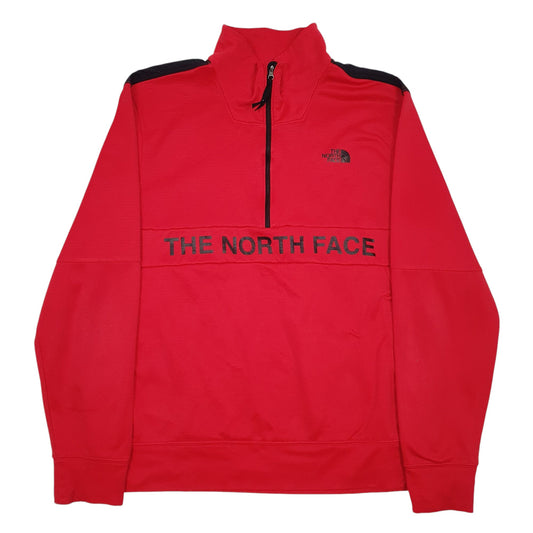 Mens Red The North Face Active Wear Spellout Quarter Zip Jumper