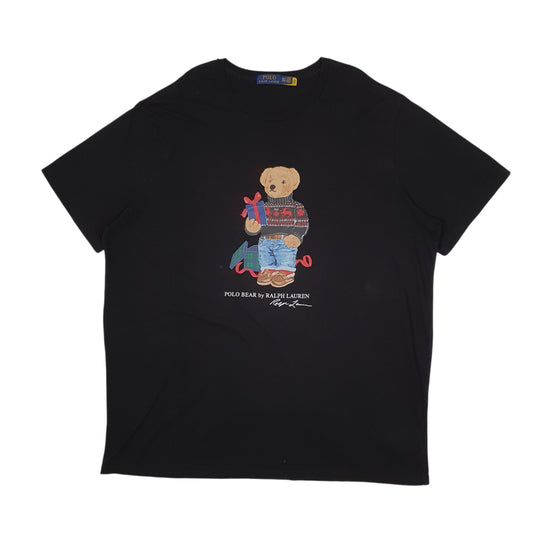 Mens Black Polo Ralph Lauren Polo Bear Christmas Xmas Tall Short Sleeve T Shirt