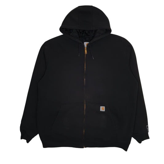 Mens Black Carhartt Hoodie Quilt Lined Jacket Full Zip Jumper