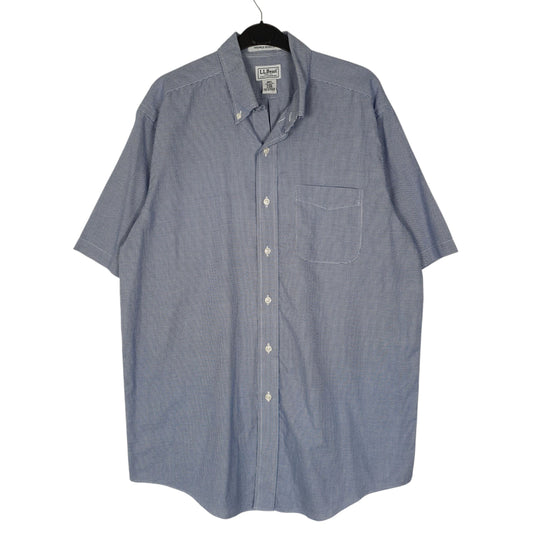 Mens Blue L.L.Bean Houndstooth Short Sleeve Shirt
