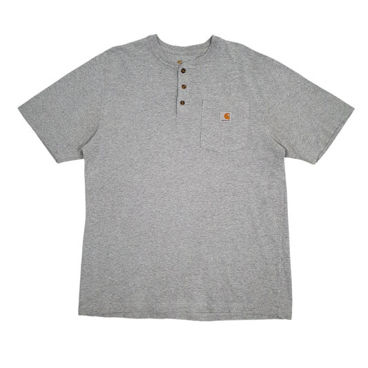 Mens Grey Carhartt Henley Short Sleeve T Shirt